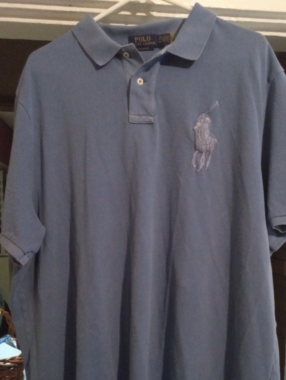 Polo By Ralph Lauren Xxl Polo Shirt Nice Distressed Blue Wore 2 Hours🔥🔥